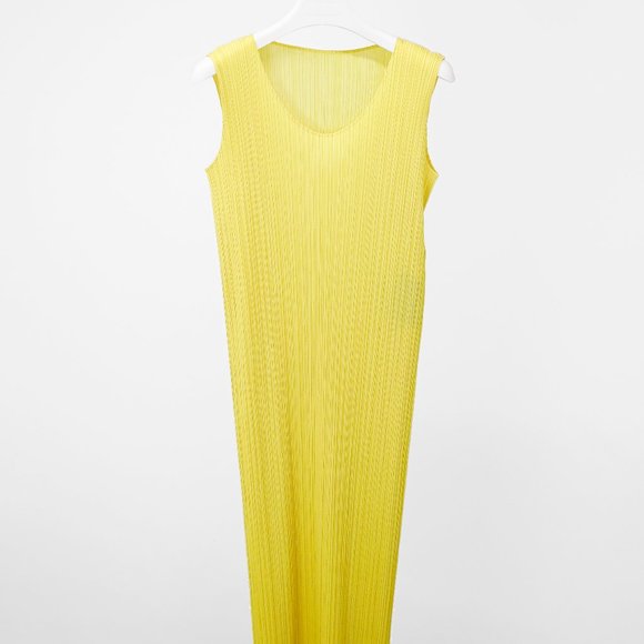 Issey Miyake Dresses & Skirts - *SOLD* Issey Miyake Lemon Yellow Pleated Dress